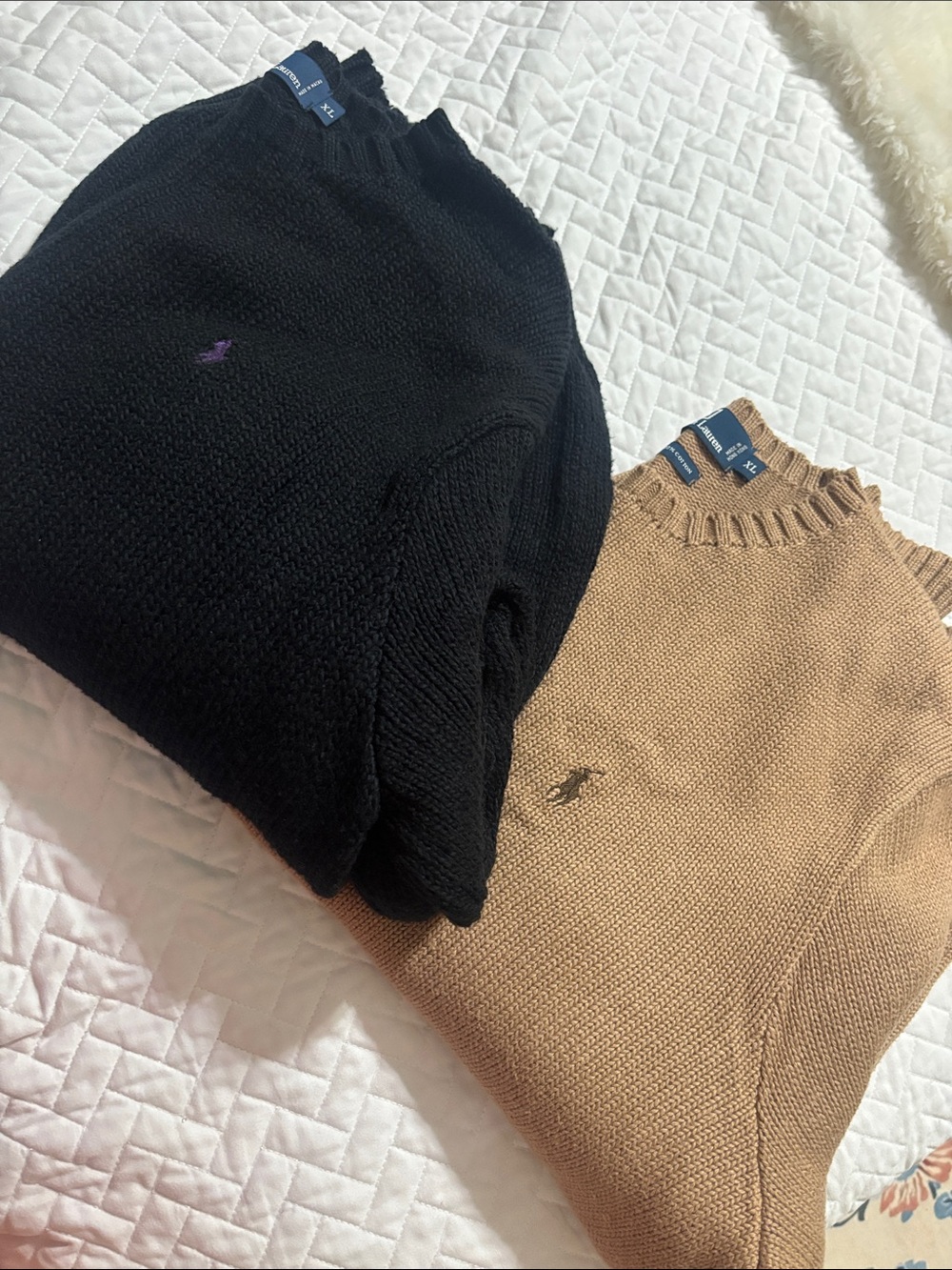 (2) Polo by Ralph Lauren Crewneck Sweater - Black & Tan